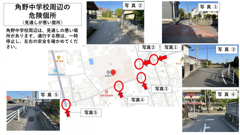 学校周辺の交通安全上の危険個所